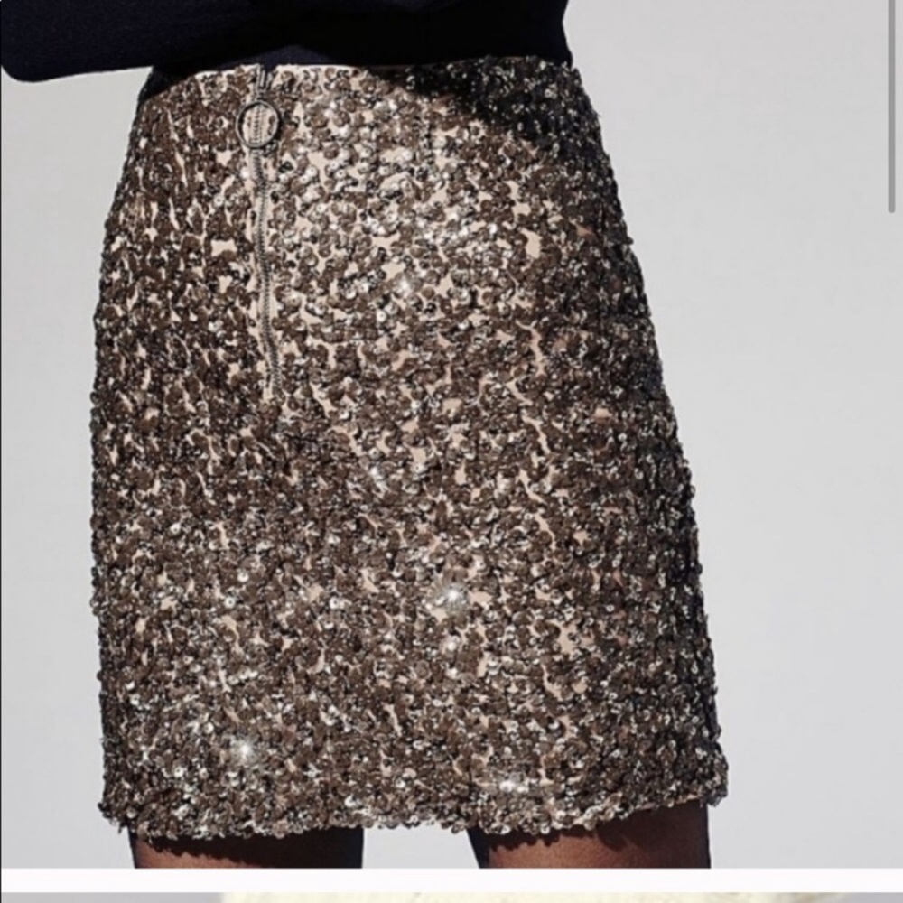 Free People Zip front gold sequin mini skirt XS - Picture 5 of 10